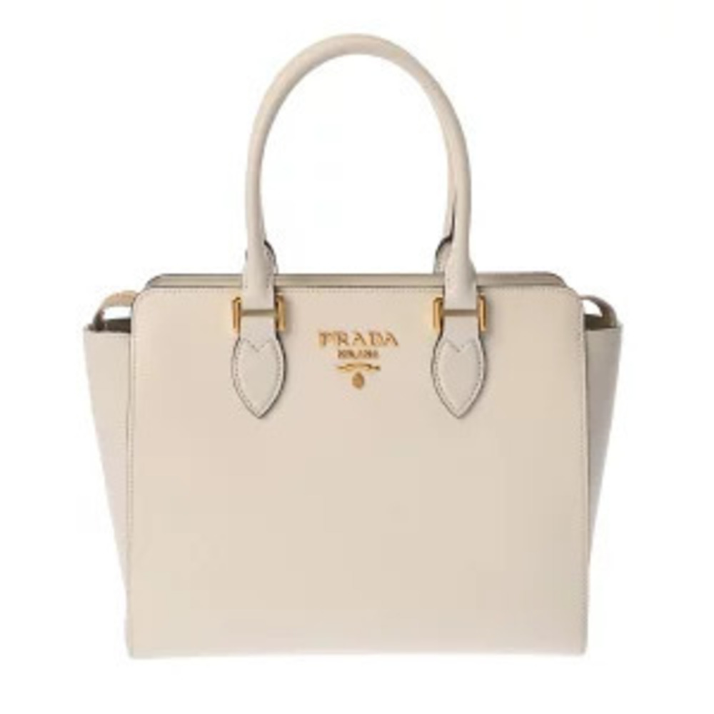 Prada Handbag White Saffiano Leather Calfskin Bag
